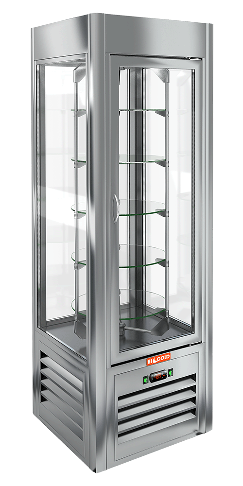 Витрина кондитерская вертикальная с вращением на низких ножках HICOLD VRC 350 R Sh