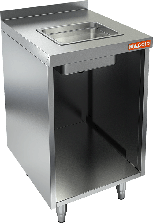 Стол закрытый с трех сторон с мойкой, с бортом HICOLD НБМСЗОМ-4/5Б